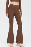 KATCH ME Brown Sport High Waist Stretch Pocket Flared Shaping Yoga Pants Trouser