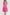 KATCH ME Fuchsia Lovely Thick Strap Pleated Pocket Slim Midi Dress Dress