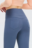 KATCH ME Blue Sport High Waist Stretch Pocket Flared Shaping Yoga Pants Trouser