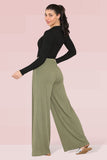 KATCH ME Khaki Commuter Versatile High Waist Loose Drape Wide Leg Trousers Trousers