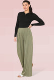 KATCH ME Khaki Commuter Versatile High Waist Loose Drape Wide Leg Trousers Trousers