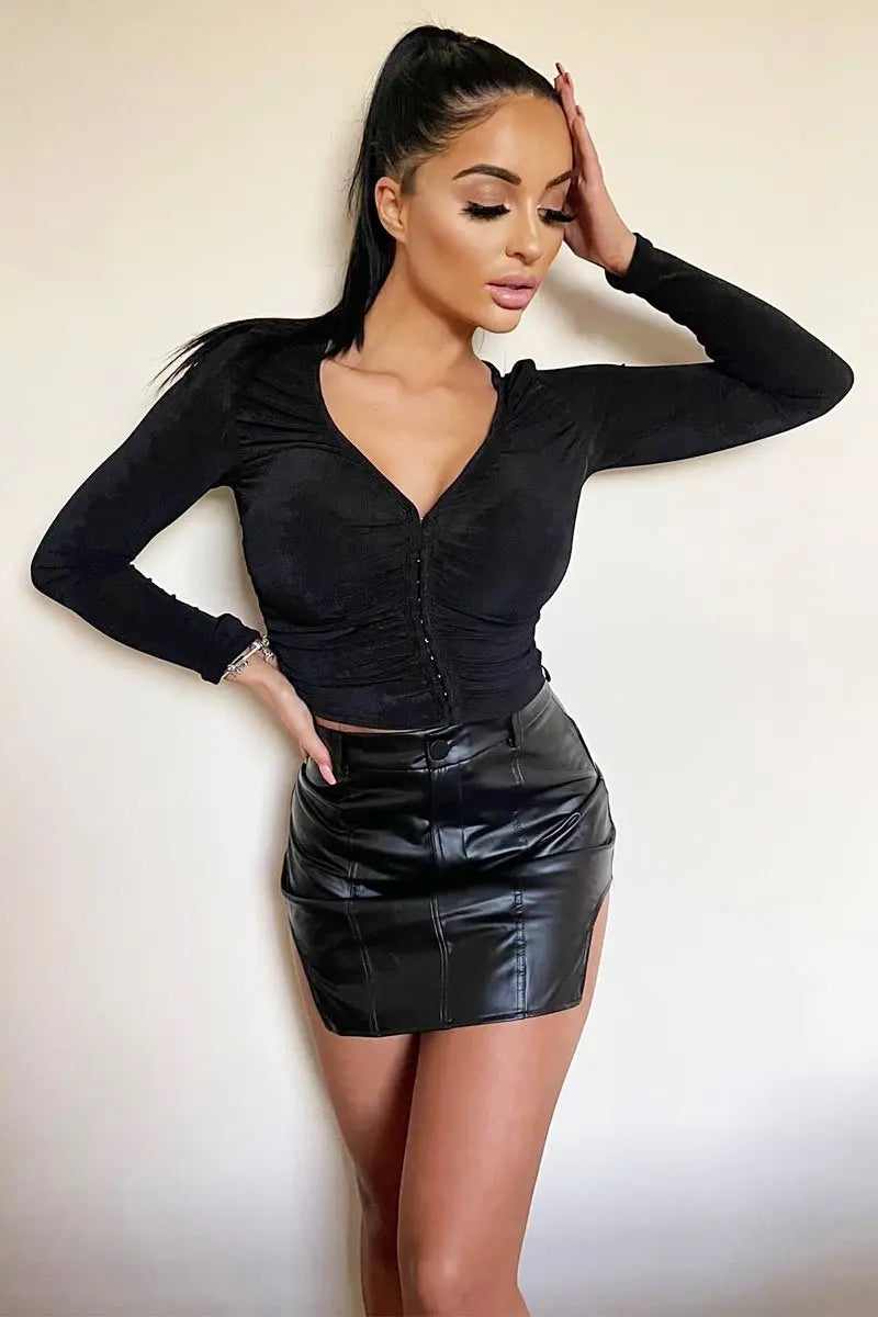 Black Cut Out Bodycon Mini Skirt | Steine – motelrocks.com