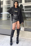 KATCH ME Black Faux Leather Wrap Mini Skirt - Jade Skirt 