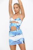 KATCH ME Blue Ocean Strappy Bustier Cutout Top & Mini Skirt Co-ord Co-ords 