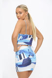 KATCH ME Blue Ocean Strappy Bustier Cutout Top & Mini Skirt Co-ord Co-ords 