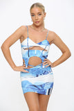 Blue Ocean Strappy Bustier Cutout Top & Mini Skirt Co-ord