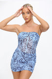 KATCH ME Blue Print Off Shoulder Cupped Fishbone Co-ord Co-ords 17.99