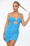 KATCH ME Blue Spaghetti Straps Cutout Bodycon Mini Dress Dress 25.99