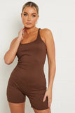 KATCH ME Chocolate Ribbed Body Sculpting Unitard- Tawny  13.99