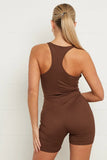 KATCH ME Chocolate Ribbed Body Sculpting Unitard- Tawny  13.99