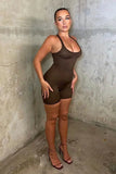 KATCH ME Chocolate Ribbed Body Sculpting Unitard- Tawny  13.99