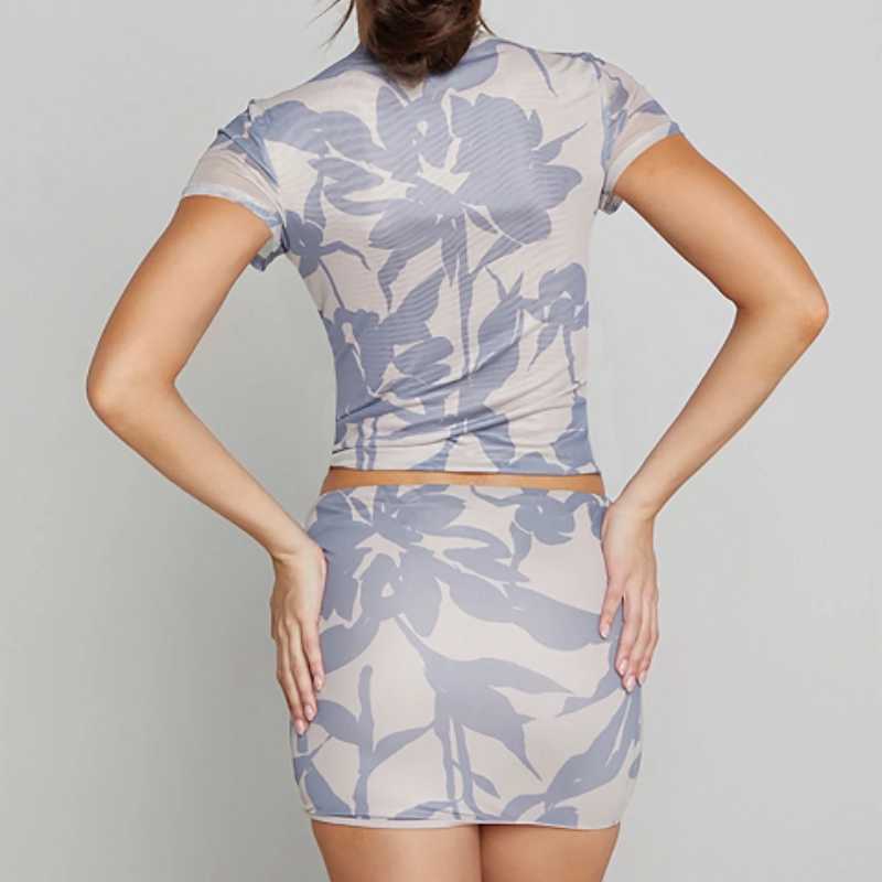 KATCH ME Grey Print Crew Neck Short Sleeve Crop Top & Mini Skirt Bodycon Co-ord  19.99