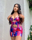 KATCH ME Multicolor Print Cutout Front Spaghetti Straps Co-Ord  20.99