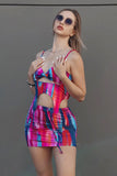 KATCH ME Multicolor Print Cutout Front Spaghetti Straps Co-Ord  20.99