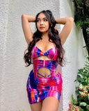 KATCH ME Multicolor Print Cutout Front Spaghetti Straps Co-Ord  20.99