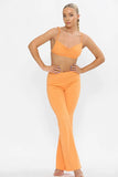 KATCH ME Orange Drawstring Open Back Crop Top & Wide Leg Pants Co-ord  23.99