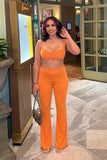 KATCH ME Orange Drawstring Open Back Crop Top & Wide Leg Pants Co-ord  23.99