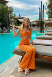 KATCH ME Orange Drawstring Open Back Crop Top & Wide Leg Pants Co-ord  23.99