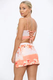 KATCH ME Orange Floral Printed Fishbone Crop Top & Slit Skirt Co-ord  22.99