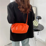 KATCH ME Orange PU Leather Weave Strap Pouch Crossbody Bag  23.99