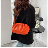 KATCH ME Orange PU Leather Weave Strap Pouch Crossbody Bag  23.99