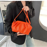 KATCH ME Orange PU Leather Weave Strap Pouch Crossbody Bag  23.99