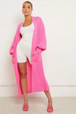 Pink Knitted Longline Cardigan