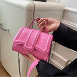 KATCH ME Rosy Croc Print Flap Handle Rivet Chain Crossbody Bag  22.99